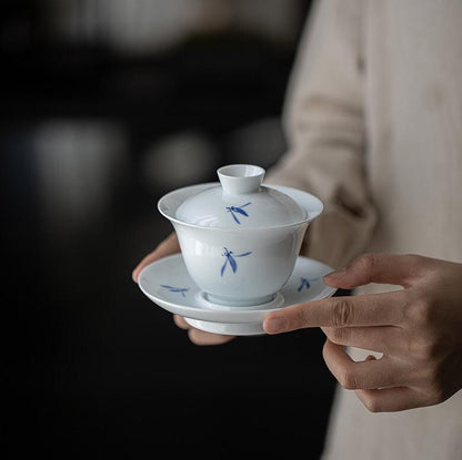 White porcelain Gaiwan Teacups