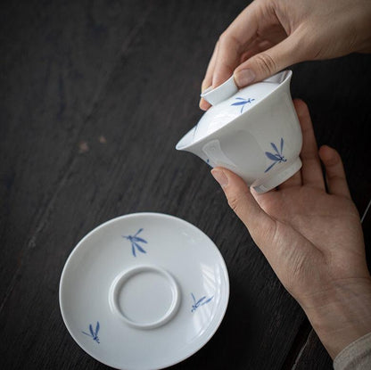 White porcelain Gaiwan Teacups