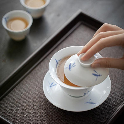 White porcelain Gaiwan Teacups