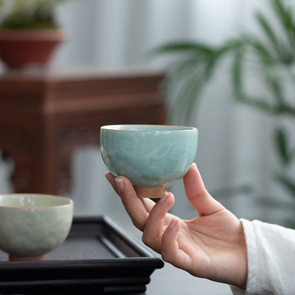 Cameo Persimmon Celadon Teacups and Tealights