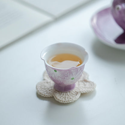 Cardamom Purple Hand Painted Daisy Master Cup Teacups