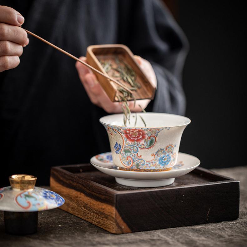 Handmade Filigree Silver Gaiwan Teacups