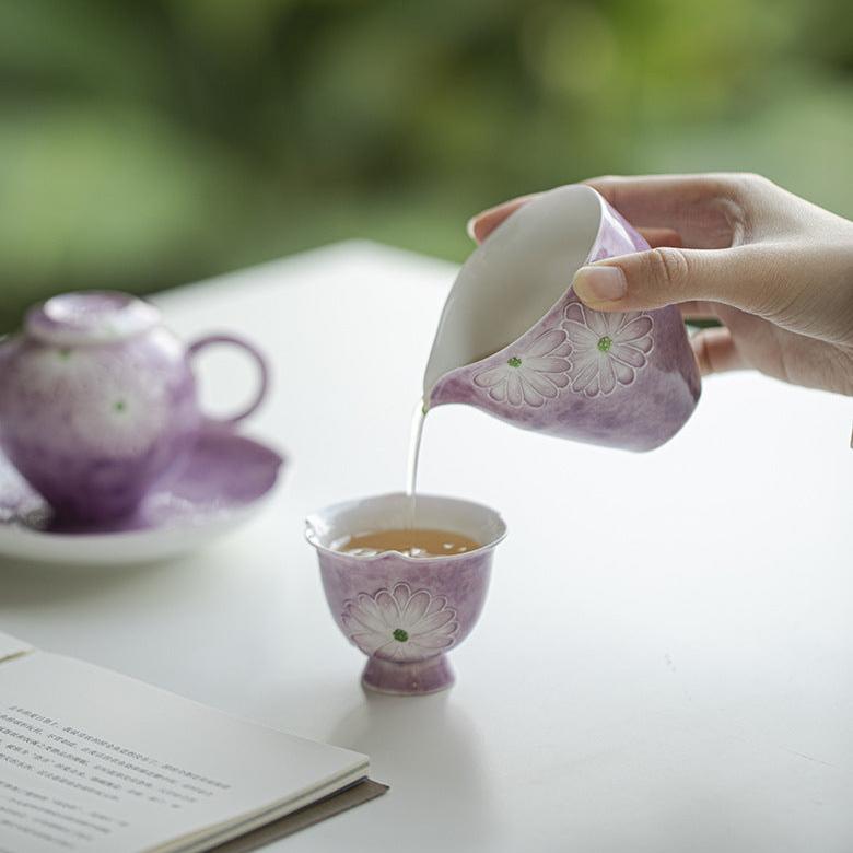 Cardamom Purple Hand Painted Daisy Master Cup Teacups