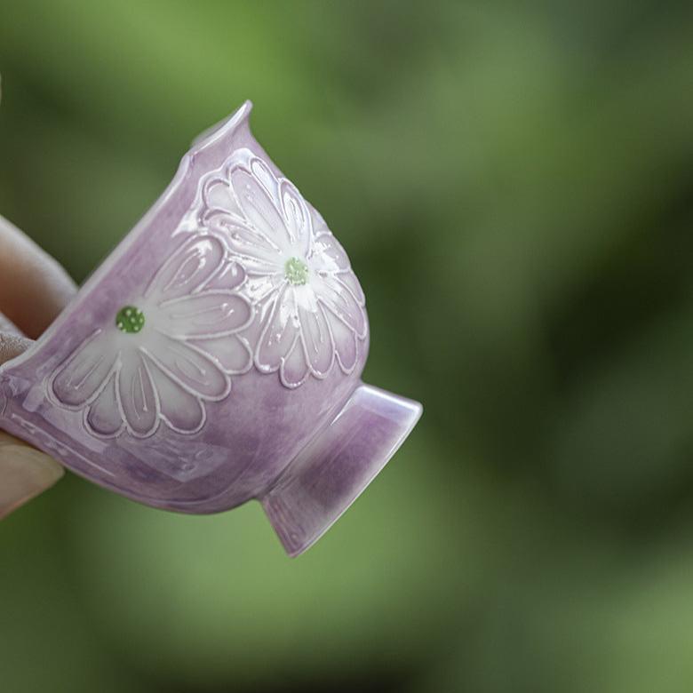 Cardamom Purple Hand Painted Daisy Master Cup Teacups