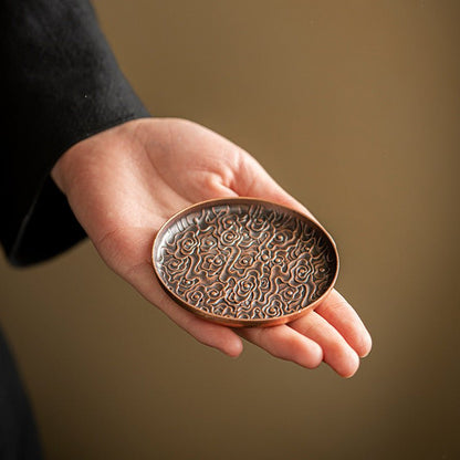 Aged Alloy Teacup Coaster with Auspicious Cloud PatternaccessoiresAnyee TeaAged Alloy Teacup Coaster with Auspicious Cloud Pattern