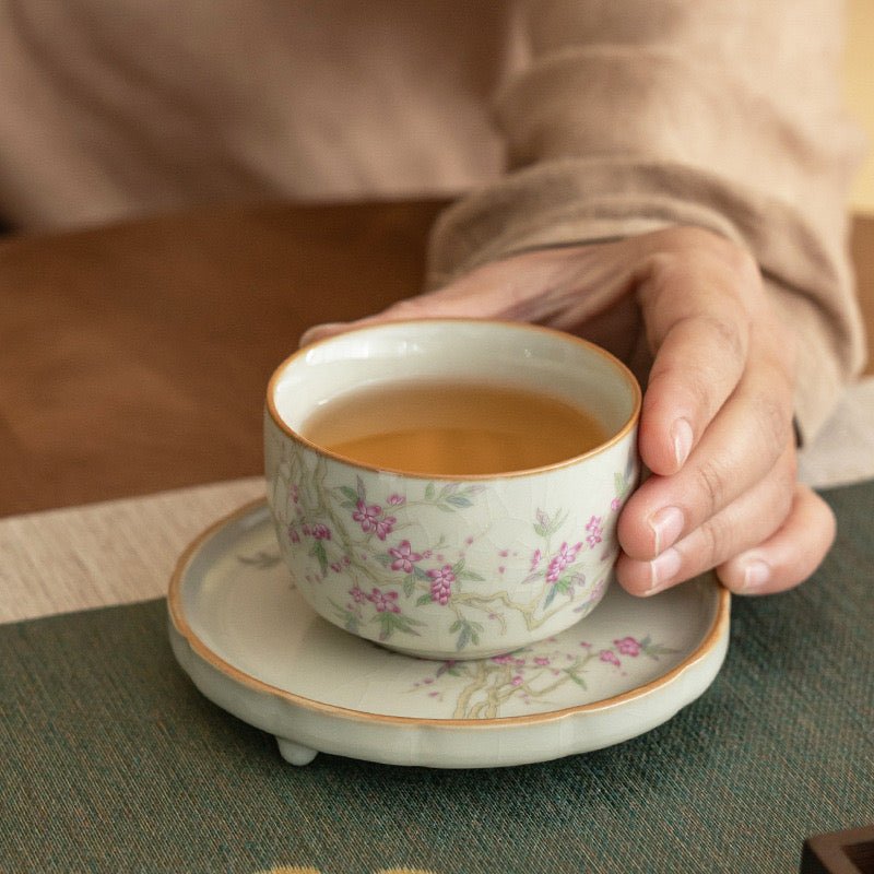 Beige Ru Kiln Peach Blossom TeacupTeacupsAnyee TeaBeige Ru Kiln Peach Blossom Teacup