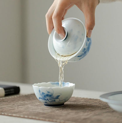 Blue Lotus Underglaze Hand Painted GaiwanGaiwanAnyee TeaBlue Lotus Underglaze Hand Painted Gaiwan