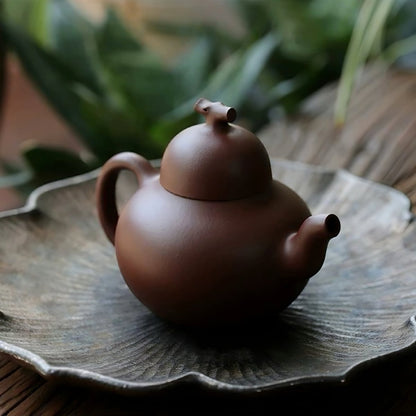 Gourd - shaped Elegance Huzhi Bottom Groove Qing Yixing Teapotyixing teapotAnyee TeaGourd - shaped Elegance Huzhi Bottom Groove Qing Yixing Teapot