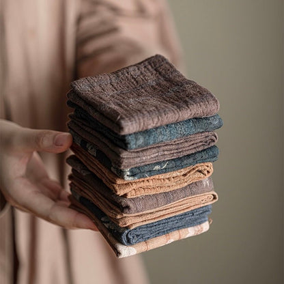 Hand Dyed Burned Flower Patterned Pure - cotton Absorbent and Soft Tea TowelsaccessoiresAnyee TeaHand Dyed Burned Flower Patterned Pure - cotton Absorbent and Soft Tea TowelsRabbit (Dark Brown)