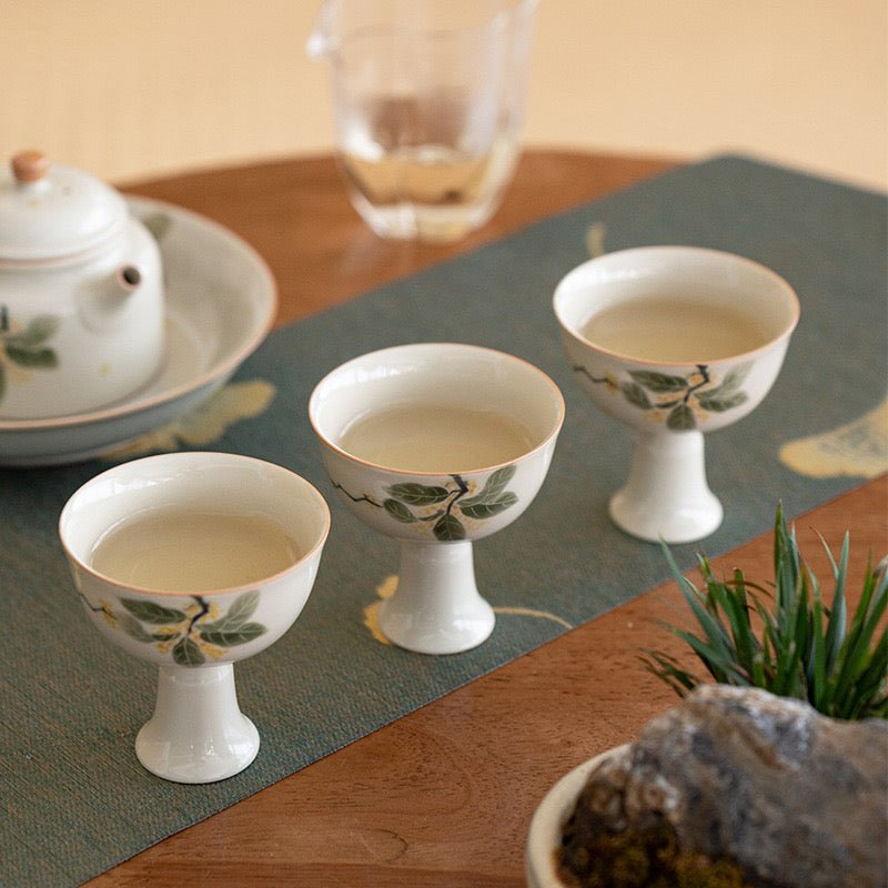 Hand - painted Orange Osmanthus Ceramic High - footed TeacupTeacupsAnyee TeaHand - painted Orange Osmanthus Ceramic High - footed Teacup