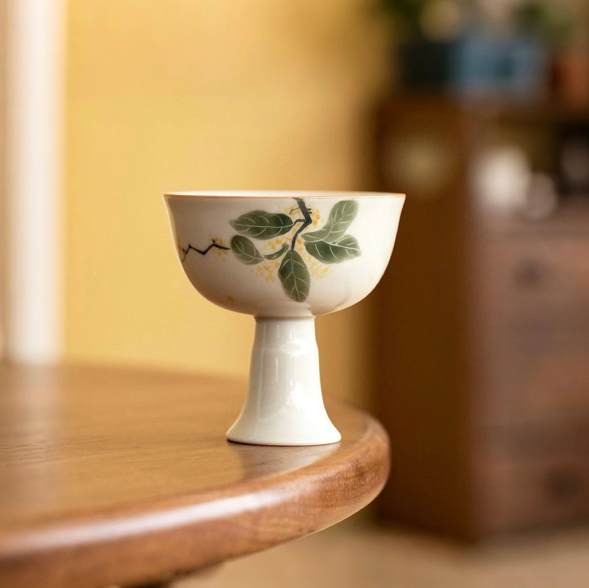 Hand - painted Orange Osmanthus Ceramic High - footed TeacupTeacupsAnyee TeaHand - painted Orange Osmanthus Ceramic High - footed Teacup