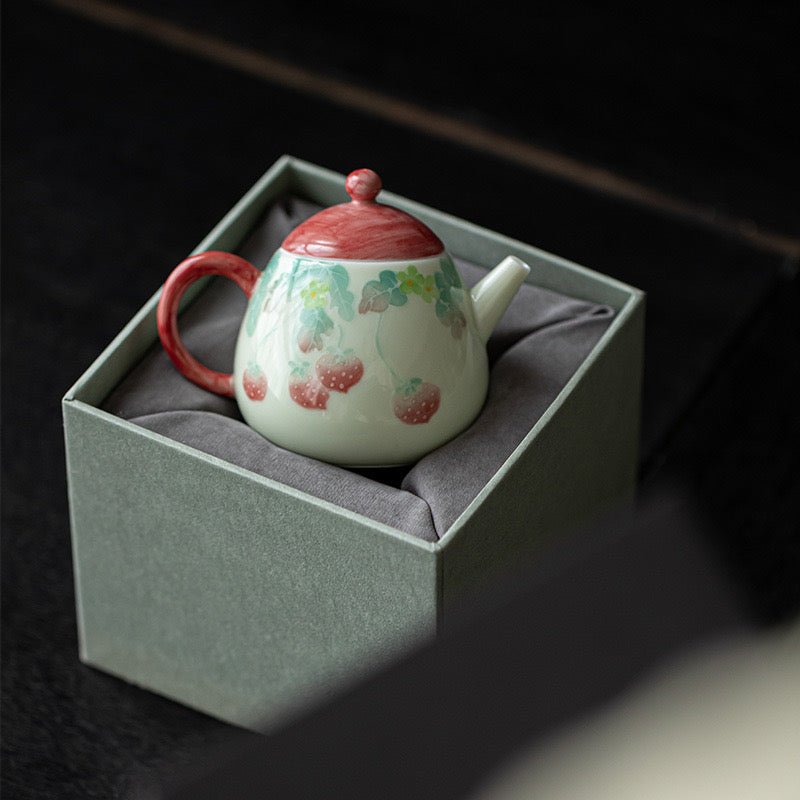 Hand - painted Raspberry Pattern Underglaze Ceramic TeapotteapotsAnyee TeaHand - painted Raspberry Pattern Underglaze Ceramic Teapot