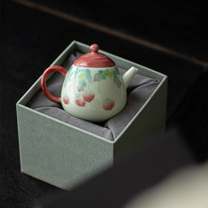 Hand - painted Raspberry Pattern Underglaze Ceramic TeapotteapotsAnyee TeaHand - painted Raspberry Pattern Underglaze Ceramic Teapot