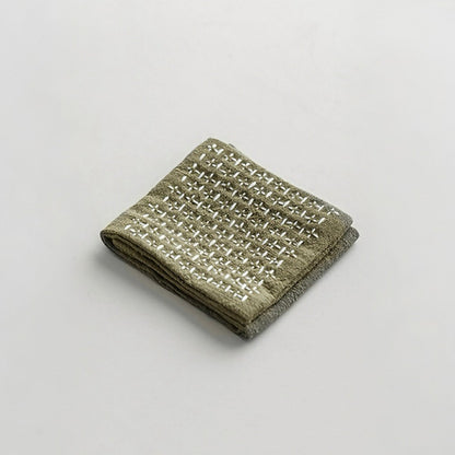 Hand Sewn Cross Stitched Cotton Linen Tea TowelaccessoiresAnyee TeaHand Sewn Cross Stitched Cotton Linen Tea TowelLight green