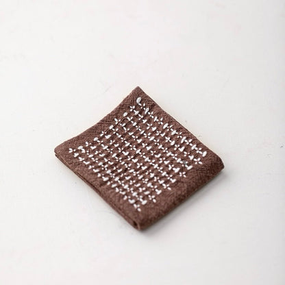 Hand Sewn Cross Stitched Cotton Linen Tea TowelaccessoiresAnyee TeaHand Sewn Cross Stitched Cotton Linen Tea TowelDark brown