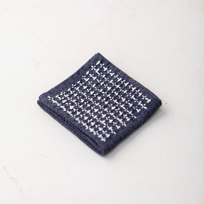 Hand Sewn Cross Stitched Cotton Linen Tea TowelaccessoiresAnyee TeaHand Sewn Cross Stitched Cotton Linen Tea TowelDark blue