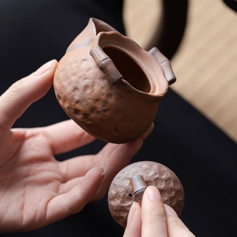 Handmade Rough Pottery Old Rock Clay Bamboo - shaped TeapotteapotsAnyee TeaHandmade Rough Pottery Old Rock Clay Bamboo - shaped Teapot