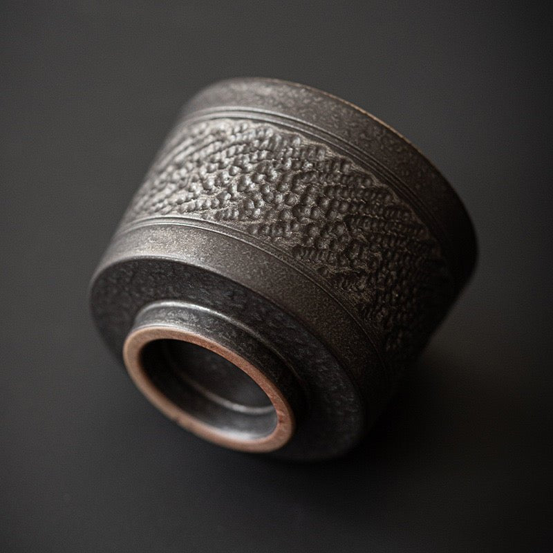 Handmade Skip - Cut Silver - Black TeacupTeacupsAnyee TeaHandmade Skip - Cut Silver - Black Teacup