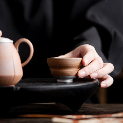 Pure Handmade Old Rock Clay Teacup in Gourd Shape with Silver EdgeTeacupsAnyee TeaPure Handmade Old Rock Clay Teacup in Gourd Shape with Silver Edge