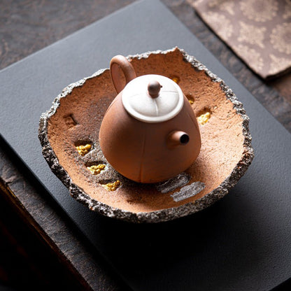 Pure Handmade Rough Pottery Dunhuang Tile - shaped Tea TrayaccessoiresAnyee TeaPure Handmade Rough Pottery Dunhuang Tile - shaped Tea Tray
