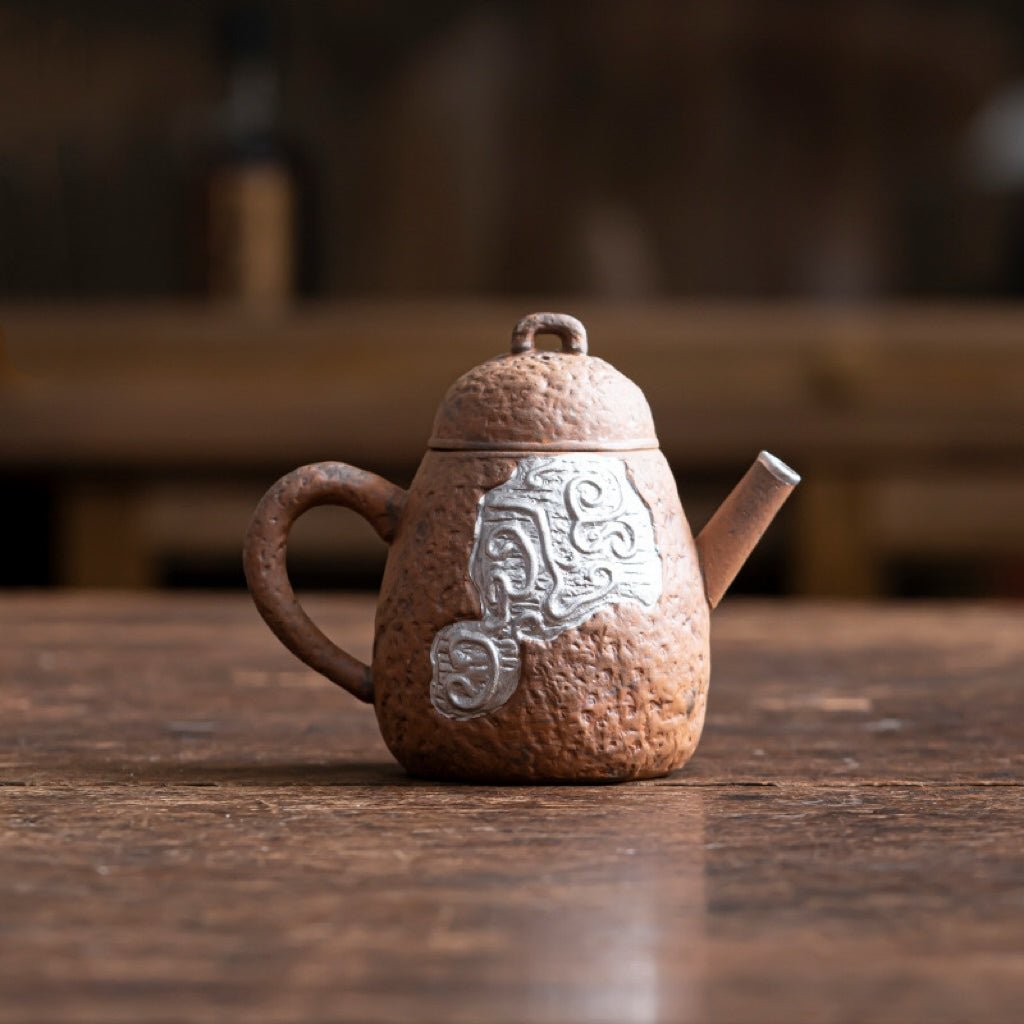 Pure Handmade Rough Pottery Old Rock Clay Silver - gilded TeapotteapotsAnyee TeaPure Handmade Rough Pottery Old Rock Clay Silver - gilded Teapot