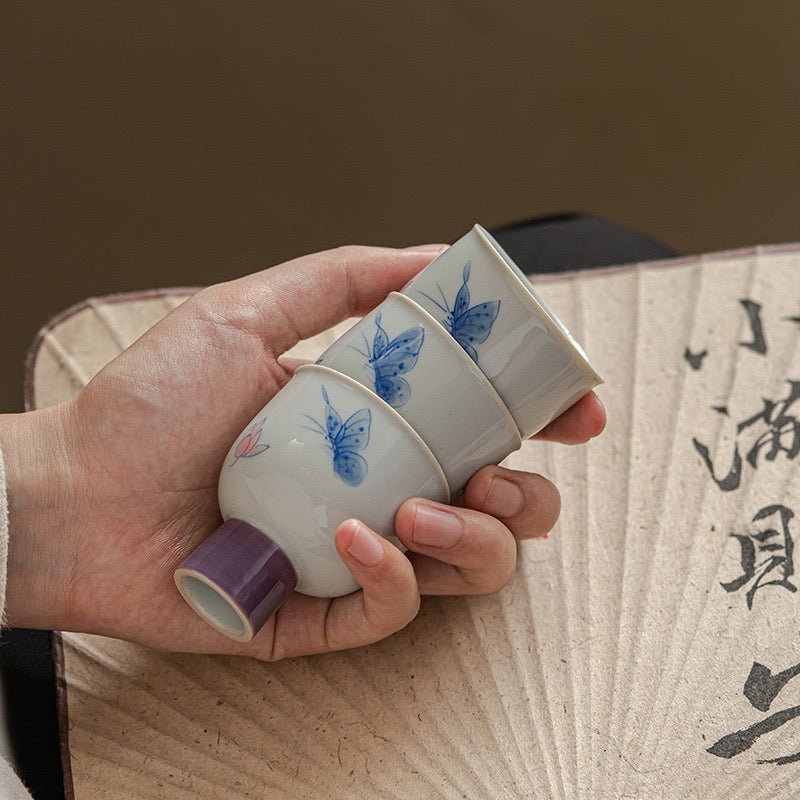 Purple Butterfly Hand - painted Ceramic TeacupTeacupsAnyee TeaPurple Butterfly Hand - painted Ceramic Teacup