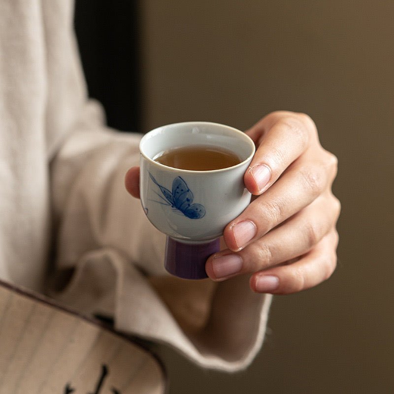 Purple Butterfly Hand - painted Ceramic TeacupTeacupsAnyee TeaPurple Butterfly Hand - painted Ceramic Teacup