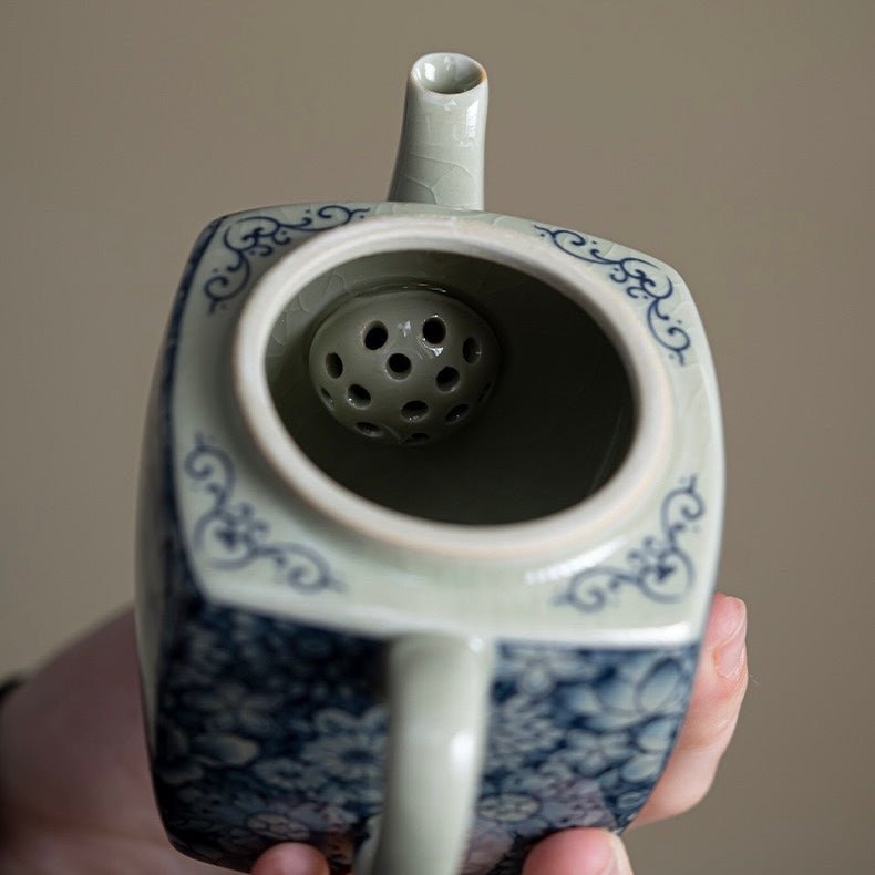 Vintage Pottery Clay Celadon Square Teapot Handmade TeapotteapotsAnyee TeaVintage Pottery Clay Celadon Square Teapot Handmade Teapot