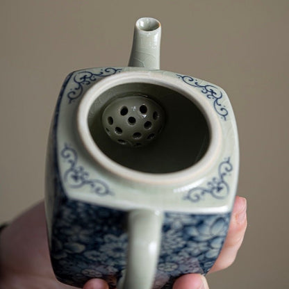 Vintage Pottery Clay Celadon Square Teapot Handmade TeapotteapotsAnyee TeaVintage Pottery Clay Celadon Square Teapot Handmade Teapot