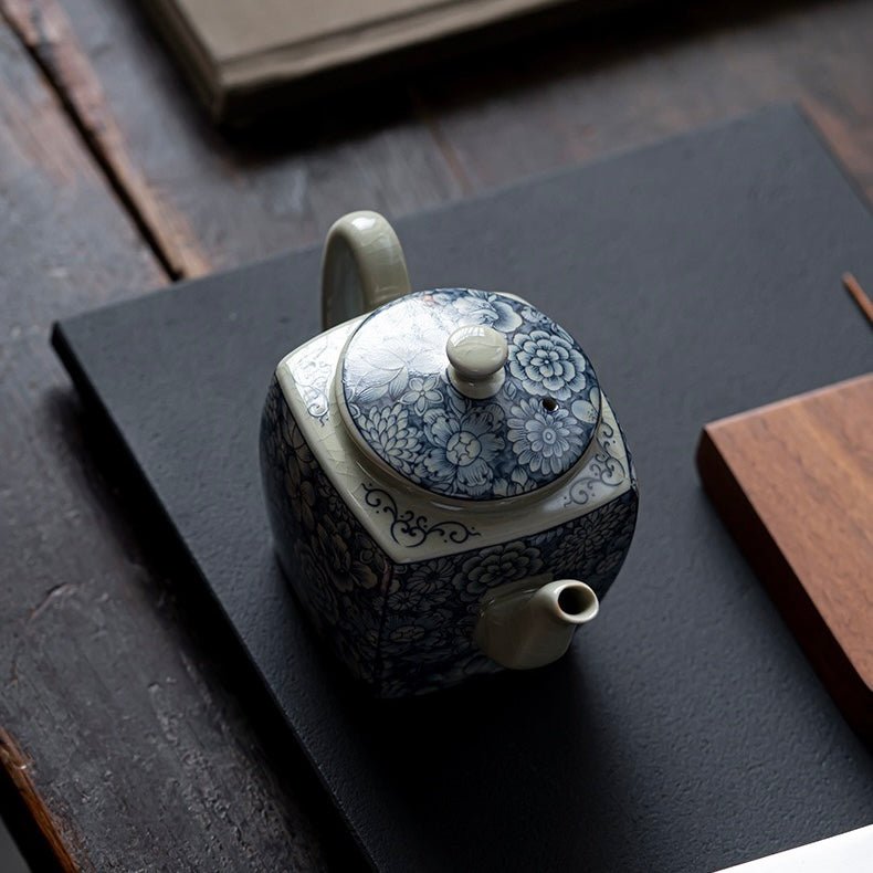 Vintage Pottery Clay Celadon Square Teapot Handmade TeapotteapotsAnyee TeaVintage Pottery Clay Celadon Square Teapot Handmade Teapot
